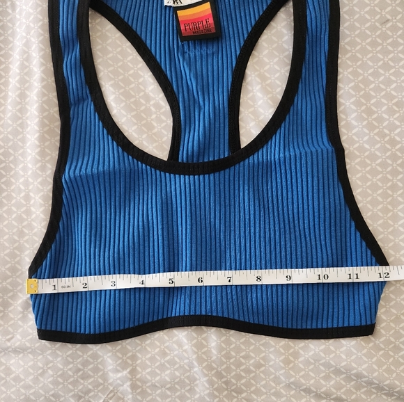 Large Zara Purple Magazine Blue Racerback Crop Top Sports Bra - Picture 7 of 10